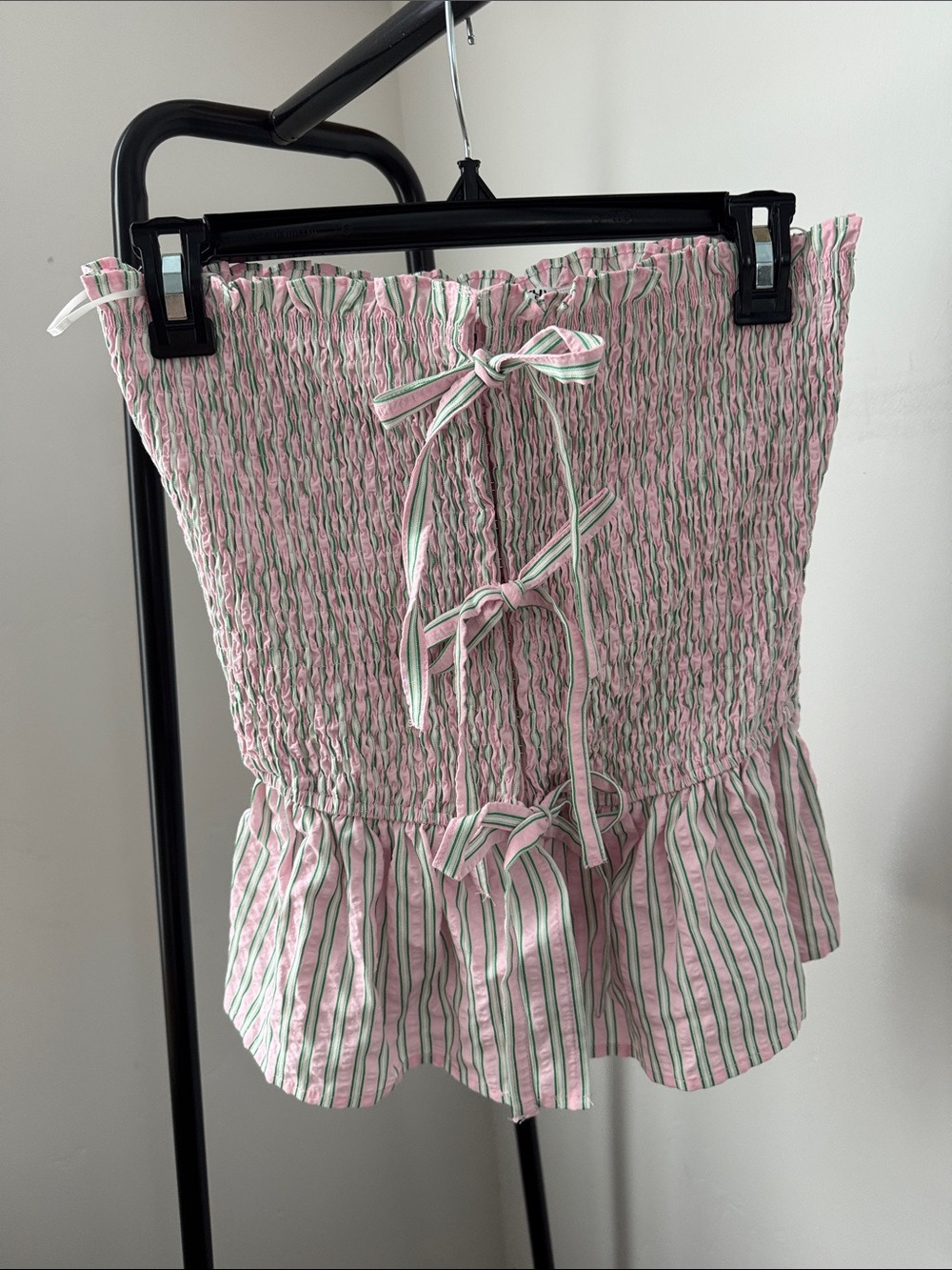 Princess Polly Pink Shirred strapless top, saskea strapless top